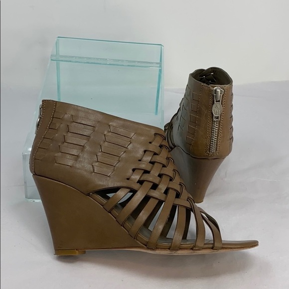 Ash Sz 39.5 Khaki Brown Leather Wedge - Picture 2 of 11